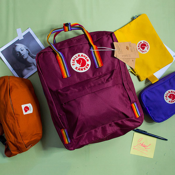 Рюкзак “Fjallraven Kanken” із райдужними ручками Бордовий м.23620-16L (Розмір: 37*28*12 см) №755113 - Amsterdam HR277