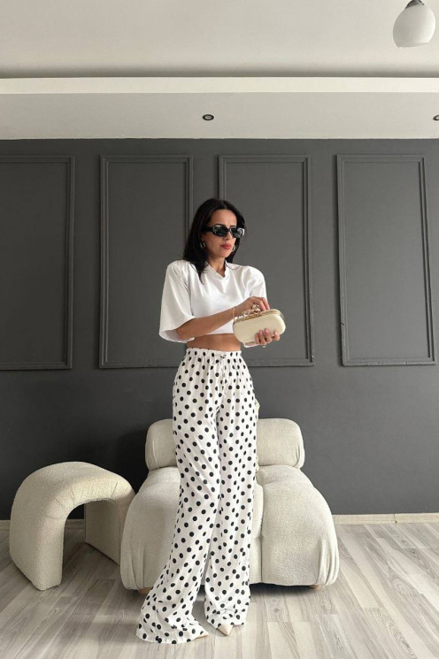 Штани жіночі вільного крою з принтом в горох, сатин м. 429 (р. 42-44, 46-48, 50-52) №414075 - 