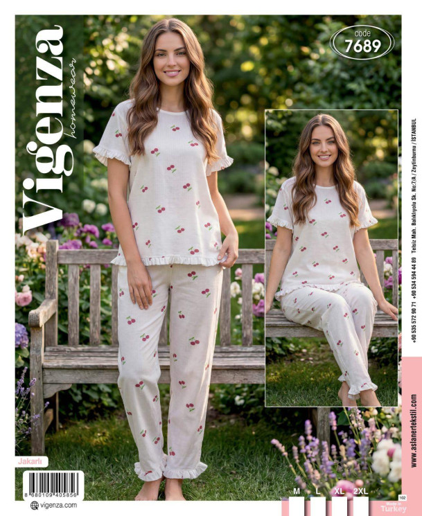 Піжама жіноча, котон, лікра, м.7689 (розмір: M-2XL), в упаковці 4 штуки №343486 - Karahan HR1930