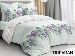 Комплект постільної білизни, бязь, м. Тюльпан (салатовая) (р: євро середній) №330403