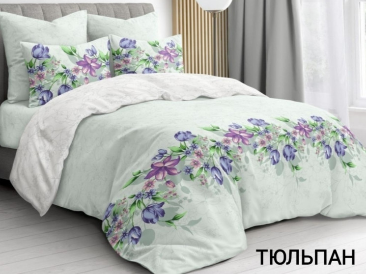 Комплект постільної білизни, бязь, м. Тюльпан (салатовая) (р: євро середній) №330403 - Palma RZ3641