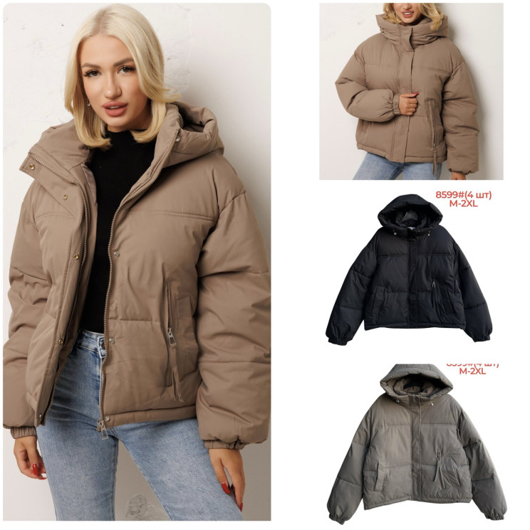 Зимова куртка жіноча, плащівка, м.8599 (Розмір: M-2XL ), 3 кольори, в упаковці 4 штуки №336986 - 