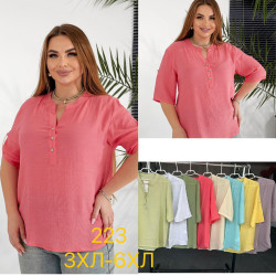 Сорочка жіноча, льон, м.223 (Розмір: 3XL–6XL), мікс кольорів, в упаковці 8 штук №342331