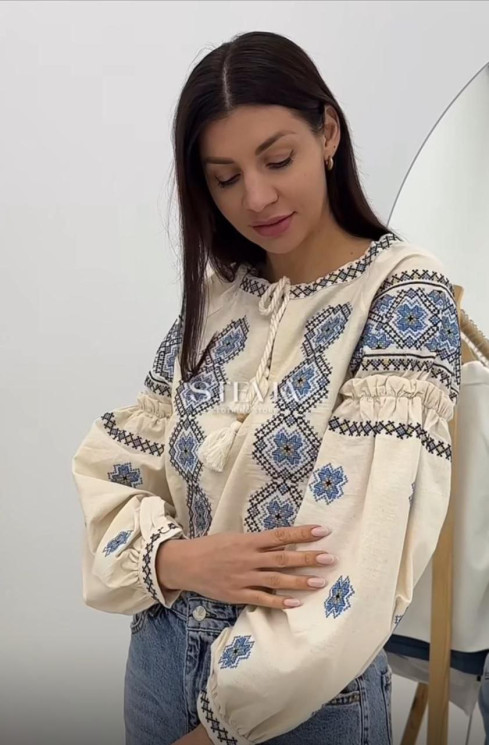 Вишиванка жіноча, льон (розміри: S,M,L ), в упаковці 3 штуки №329814 - Delux 909