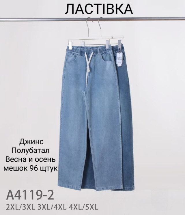 Джинси жіночі, джинс, м.А4119-2 (Розмір: 2XL-5XL ), мікс кольорів, в упаковці 6 штук №340700 - Hang SE641