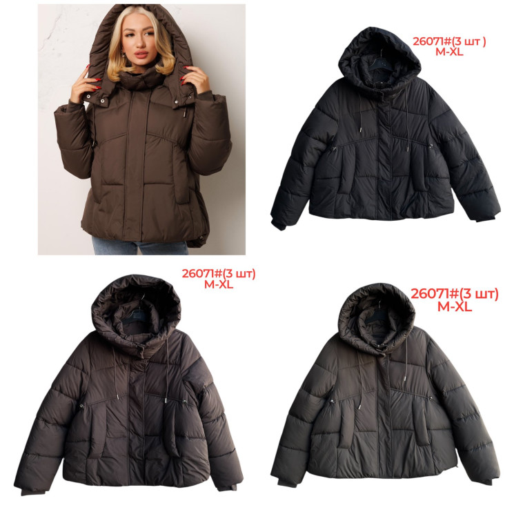 Зимова куртка жіноча, плащівка, м.26071 (Розмір: M-XL ), 3 кольори, в упаковці 3 штуки №336987 - 