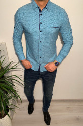 Сорочка No Brand р M-3XL Чоловіча R438 l.blue