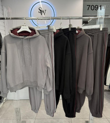 Костюм жіночий лакост на мікрохутрі м.7091 (р:M-XL) 3 кольора в упаковці 3 штуки №764284