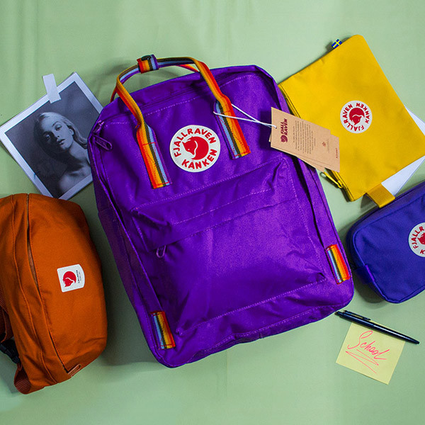 Рюкзак “Fjallraven Kanken” із райдужними ручками Фіолетовий м.23620-16L (Розмір: 37*28*12 см) №755114 - Amsterdam HR277
