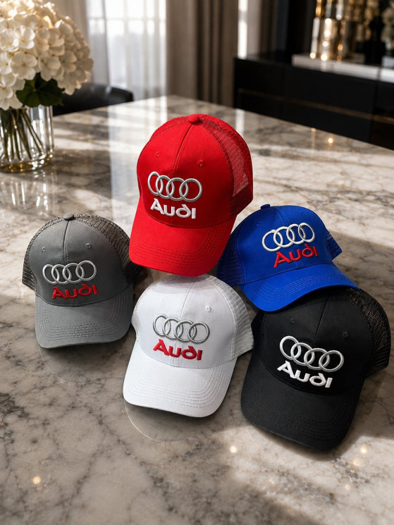 Бейсболка чоловіча Audi, котон, сітка (Розмір: 56-59), мікс кольорів, в упаковці 5 штук №345418 - Great
