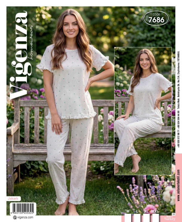 Піжама жіноча, котон, лікра, м.7686 (розмір: M-2XL), в упаковці 4 штуки №343487 - Karahan HR1930