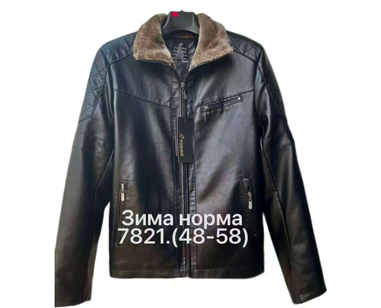Куртка зимова чоловіча, шкірзамінник, хутро, м.7821 (р. 48-58), в упаковці 6 штук №337925 - 