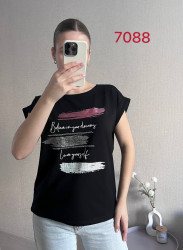 Футболка жіноча, трикотаж, м.7088 (р. 42-44;46-48 ), 8 кольорів, в упаковці 2 штуки №326195