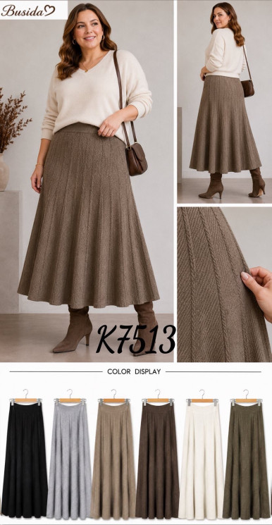 Спідниця жіноча, кашемір, м. K7513 (р. універсальний, довжина 90 см), мікс кольорів, в упаковці 10 штук №348886 - Vanda SE1013