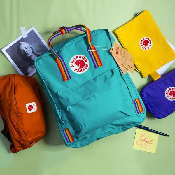 Рюкзак “Fjallraven Kanken” із райдужними ручками Морський зелений м.23620-16L (Розмір: 37*28*12 см) №755115 - Amsterdam HR277