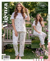 Піжама жіноча, котон, лікра, м.7687 (розмір: M-2XL), в упаковці 4 штуки №343488