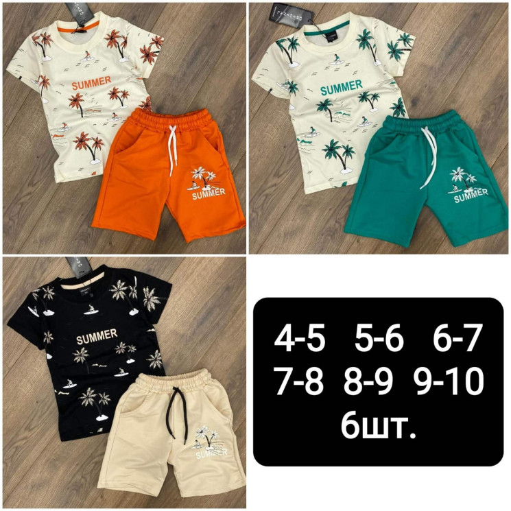 Костюм дитячий тонкий трикотаж (р. 5-10 років) 3 кол в упаковці 6 шт №163438 - 