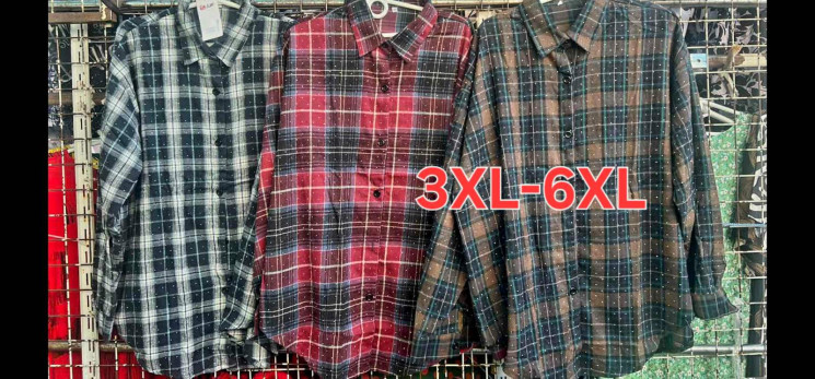 Сорочка жіноча, котон (Розмір: 3XL-6XL ), мікс кольорів, в упаковці 8 штук №345912 - Iris BG/PO436