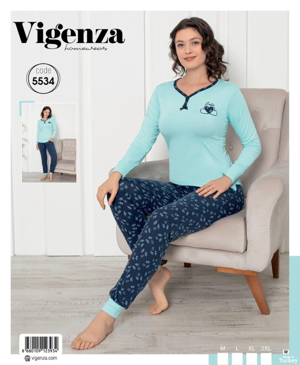 Піжама жіноча, котон, м.5534 (р. М, L, XL, 2XL ), в упаковці 4 штуки №321219 - Karahan HR1930