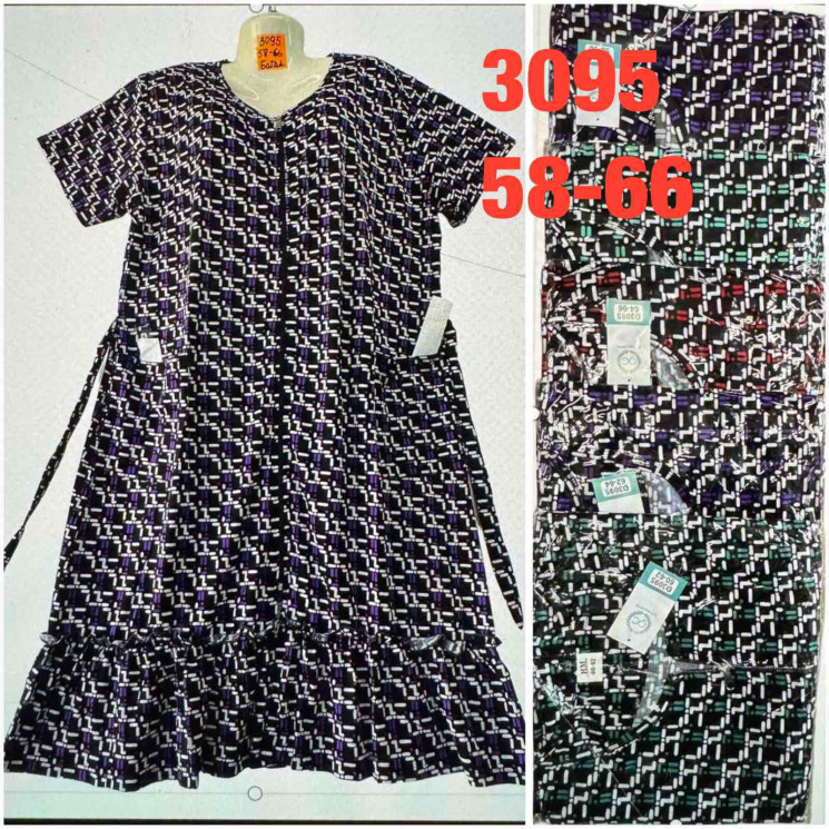 Халат жіночий, трикотаж, м.D3096 (р. 58-66 ), мікс кольорів, в упаковці 5 штук №331524 - Vanda SE1013