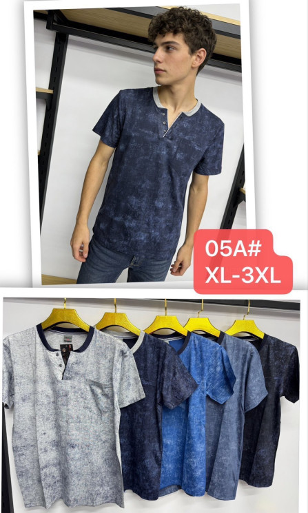 Футболка чоловіча, трикотаж, м.05А (р. XL-3XL ), мікс кольорів, в упаковці 5 штук №340825 - Vanda SE1013