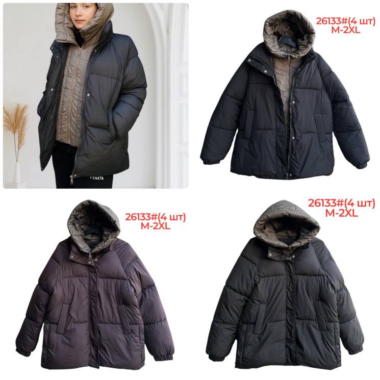 Зимова куртка жіноча, плащівка, м.26133 (Розмір: M-2XL ), 3 кольори, в упаковці 4 штуки №336989 - 