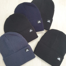 Шапка молодіжна "Adidas" рубчик, відворот (р: універсальний) в упаковці 5 шт. різного кольору №365087
