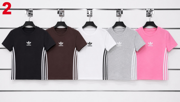 Футболка жіноча Adidas бавовна м.2 (р. 42-48 ) 5 кольорів  в упаковці 5 штук №763044 - Ivy SER 3721-3722