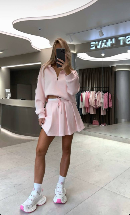 Костюм жіночий з толстовкою та спідницею, двонитка м. 529 (р. S-M, M-L) №413464 - 
