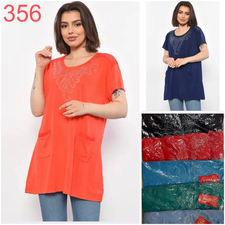 Туніка жіноча "356" котон/бавовна (Розмір: 56-64) в упаковці 5 штук різного кольору №163647 -  NikolayNolen SE2152