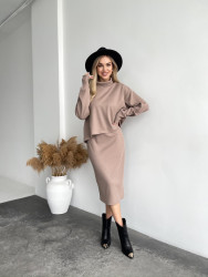 Костюм жіночий (светр + сукня), вафельний трикотаж з мікроначісом м. 5280 (р. 40-42, 44-46, 48-50, 52-54) №404790