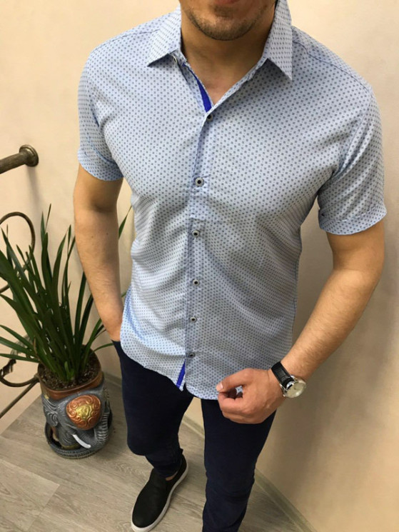 Сорочка No Brand р M-3XL Чоловіча S1216 blue - NikNumbers SE1041-1042