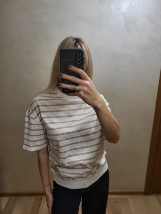 Футболка жіноча вільного крою в смужку, котон м. 3001 (р. S, M, L) №412634 - 