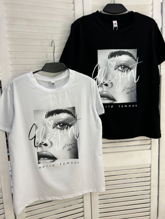 Футболка жіноча "004" котон (р: one size) 2 кольори, в упаковці 5 шт. №385931 - Mercury SE927