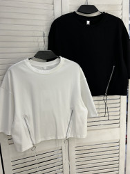 Футболка жіноча "2222" котон (р: one size) 2 кольори, в упаковці 5 шт. №386032