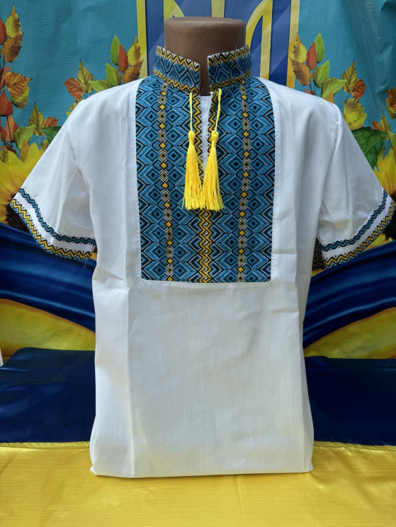 Вишиванка дитяча, паплін (розміри: 7-12 років ), в упаковці 6 штук №316223 - Delux 909