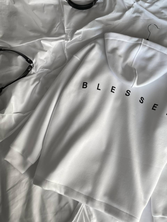 Худі жіноче "BLESSED", турецька тринитка на флісі + накат м. 1584 (р: 42-48) №829893 - 