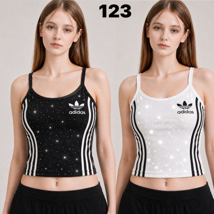Майка жіноча Adidas з каменями бавовна м.123  (р. 42-48 ) 2 кольора  в упаковці 5 штук №763047 - Ivy SER 3721-3722