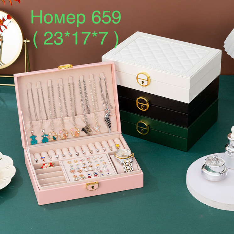 Скринька для прикрас "659" шкірзам (р: 23*17*7см) 4 кольори №379705 - 