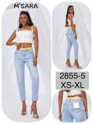 Джинси жіночі мом бойфренд стрейч з ременем м.2855-5 (р:XS-XL) в упаковці 6 штук №762689