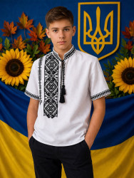 Вишиванка дитяча, льон (розміри: 12-16 років ), в упаковці 5 штук №343289