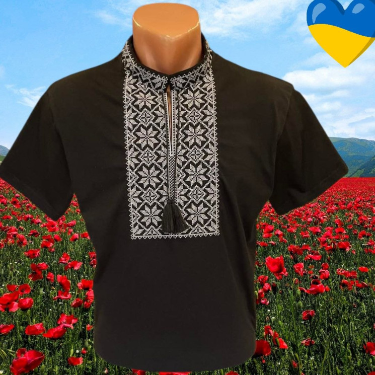 Футболка-вишиванка чоловіча, паплін (р: S-2XL) в упаковці 5 шт. №386927 - Ninette BG/PO2160