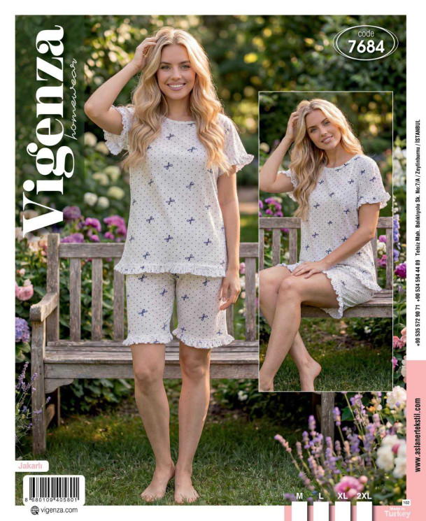 Піжама жіноча, котон, лікра, м.7684 (розмір: M-2XL), в упаковці 4 штуки №343492 - Karahan HR1930