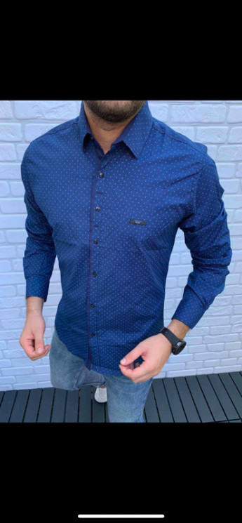 Сорочка No Brand р M-3XL Чоловіча S885 blue - NikNumbers SE1041-1042