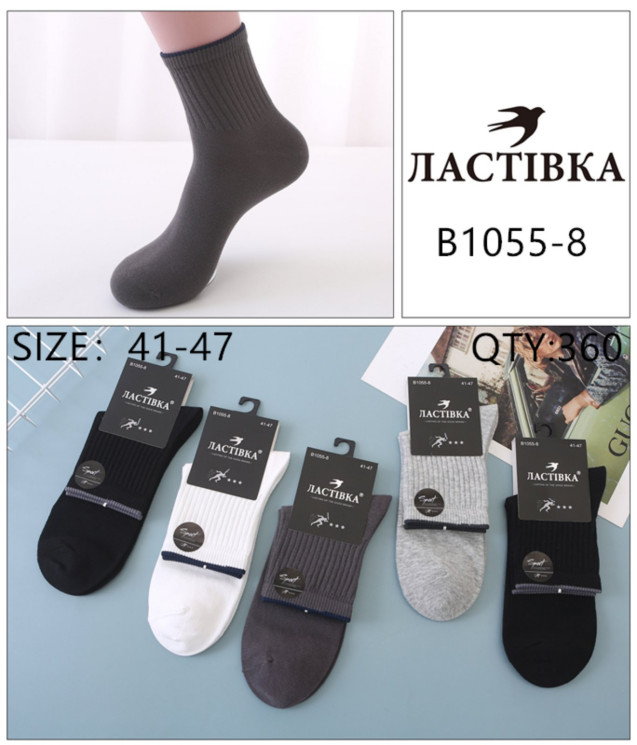 Шкарпетки чоловічі "В1055-8", бавовна (р: 41-47) мікс кольорів, в упаковці 10 шт. №601769 - Haner 449/451
