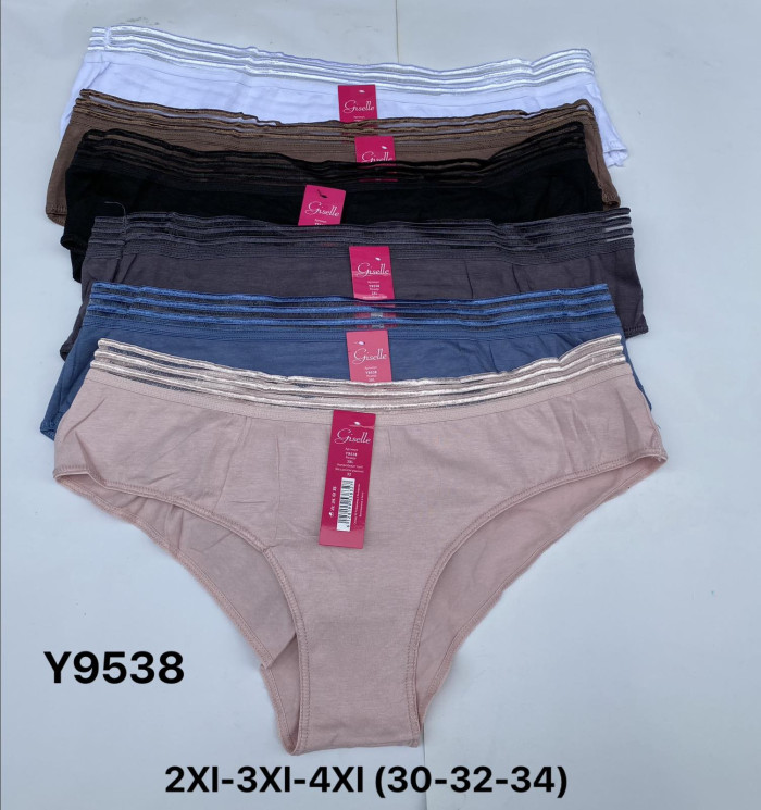Труси жіночі, котон, м.Y9538 ( розмір: 2XL, ​3ХL, 4XL ), мікс кольорів, в упаковці 18 шт. №322547 - VanKiey 434