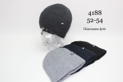 Шапка дитяча з відворотом, трикотаж, фліс, одинарна, м.4188 (Р: 52-54 см), різні кольори, в упаковці 5 шт. №336128