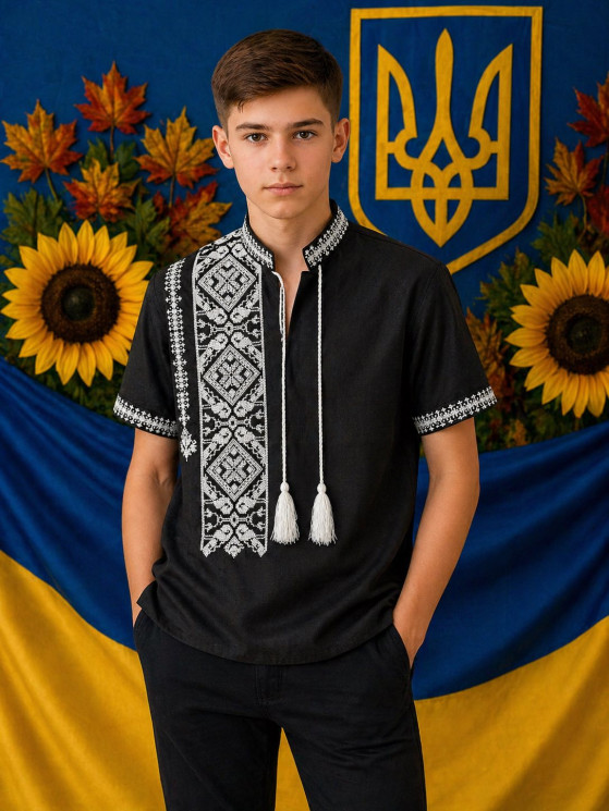 Вишиванка дитяча, льон (розміри: 12-16 років ), в упаковці 5 штук №343290 - Delux 909