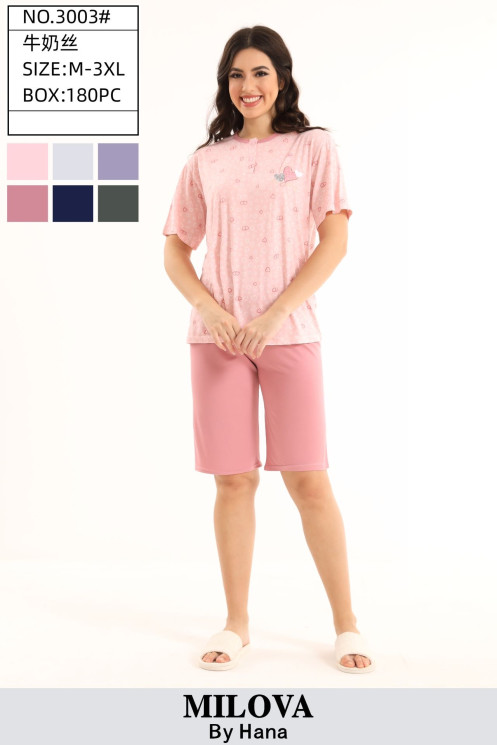 Піжама жіноча, трикотаж, м.3003 (р. M-3XL), 6 кольорів, в упаковці 5 шт. №329879 - 