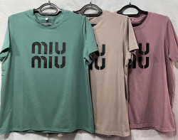 Футболка жіноча норма MIU MIU,  (р: 42-50), 5 кольорів,  в упаковці 5 штук №751876